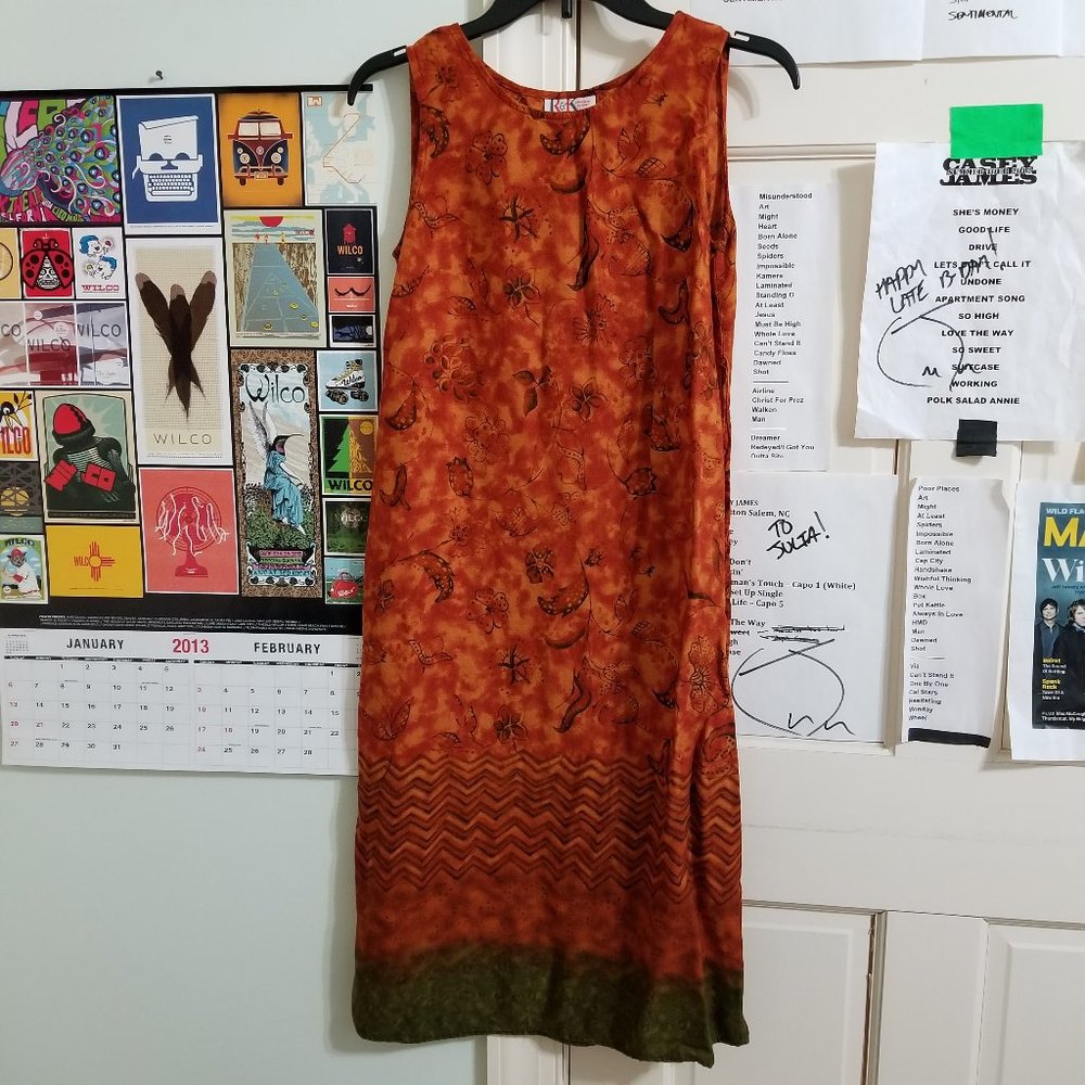 R&K Original dress 8P 8 Petite sleeveless floral print dip dye batik VINTAGE